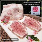 Beef TOPSIDE Australia MELTIQUE SAKA meltik (wagyu alike) daging rendang dendeng frozen SAIKORO DICED CUBED DADU cuts 4cm 1.5" (price/pack 500g 9-10pcs)